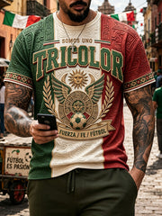 Men's Mexico Football Lover Art Printed T-shirt