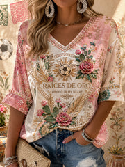 Women's Mexico Football Lover Art Printed T-shirt