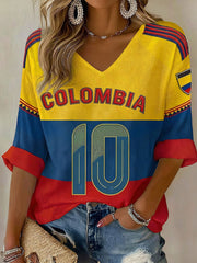 Women's Colombia Football 2026 Casual Waffle T-shirt