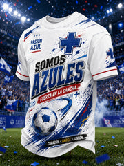 Men's Mexican Blue Cross Football Cheering Art Print T-Shirt
