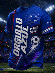 Men's Mexican Blue Cross Football Cheering Art Print T-Shirt