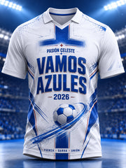 Men's Mexican Blue Cross Football Cheering Art Print V-Neck Top