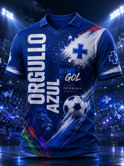 Men's Mexican Blue Cross Football Cheering Art Print V-Neck Top
