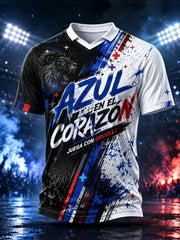 Men's Mexican Blue Cross Football Cheering Art Print V-Neck Top