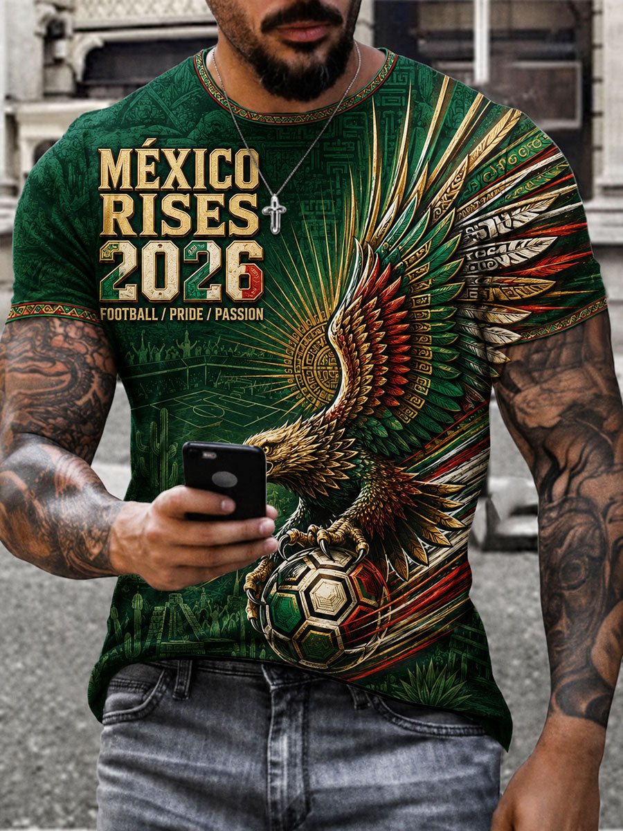 Men's Mexico Football Lover Art Printed T-shirt