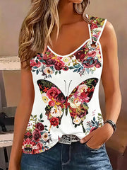 Women's Retro Animal Butterfly Print Sleeveless Tank Top