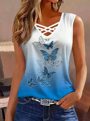 Women's Retro Animal Butterfly Print Sleeveless Tank Top