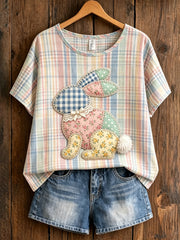 Women's Animal Rabbit Printed Vintage Fashion Loose Short Sleeve T-Shirt