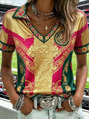 Women's Mexico Football Lover Art Printed Casual Tops