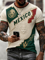 Men's Mexican Football Aztec Totem Element Art Print T-Shirt