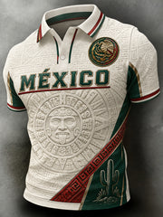 Men's Mexican Football Aztec Totem Element Art Print Polo Shirt