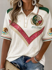 Women's Mexico Football Lover Art Printed Casual Tops