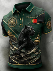 Men's Portuguese Football Match Cheering Element Art Print Polo