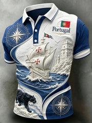 Men's Portuguese Football Match Cheering Element Art Print Polo