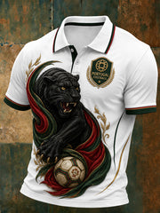 Retro Portuguese Football Fan Art Print Casual Polo Shirt