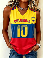 Women's Colombian football casual printed Vests