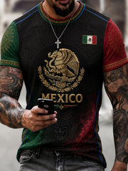 Men's Mexican Football Cheering Fan-Themed Art Print T-Shirt
