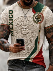Men's Mexican Football Cheering Fan-Themed Art Print T-Shirt