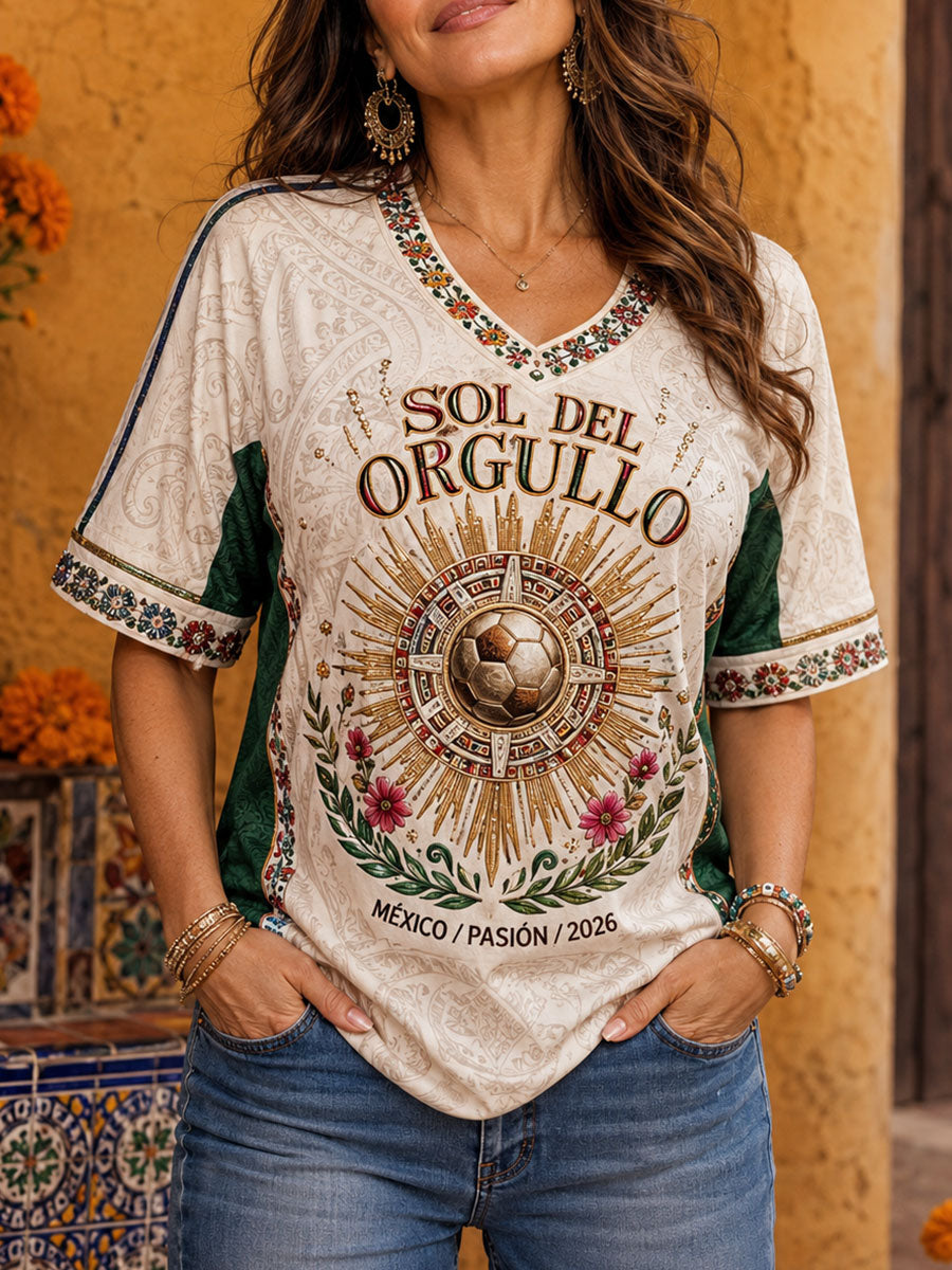 Women's Mexico Football Lover Art Printed T-shirt