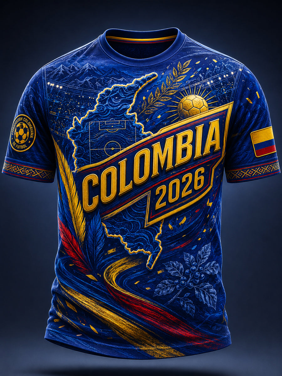 2026 Colombia Soccer Map Commemorative T-Shirt