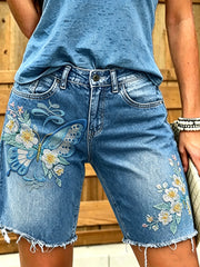 Women's Animal Butterfly Art Printed Short Jeans