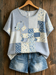 Women's Animal Dog Countryside Style Printed Vintage Loose Short Sleeve T-Shirt
