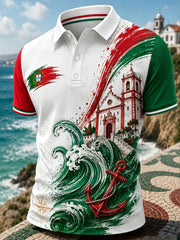 Men's Portugal Football Match Support Art Print Polo