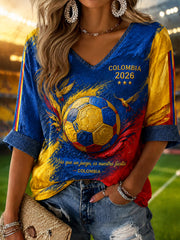 Women's 2026 Colombia Soccer Commemorative Casual T-Shirt