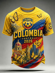 Men's 2026 Colombian football casual printed unisex short-sleeved T-shirt