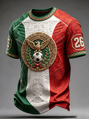 Men's Mexico Football Lover Art Printed T-shirt