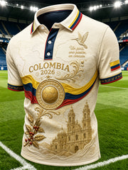 Retro Columbia Casual Polo Shirt for Soccer Fans