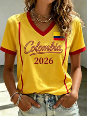 Women's Colombian Football Style Casual T-shirt