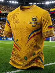 Men's Colombian Football Style Casual Unisex T-shirt