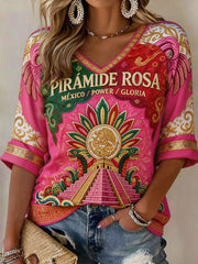 Women's Mexico Football Lover Art Printed T-shirt