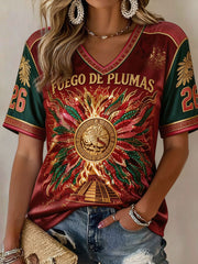 Women's Mexico Football Lover Art Printed T-shirt