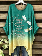 Women's Dragonfly Printed Vintage Fashion Loose Short Sleeve T-Shirt