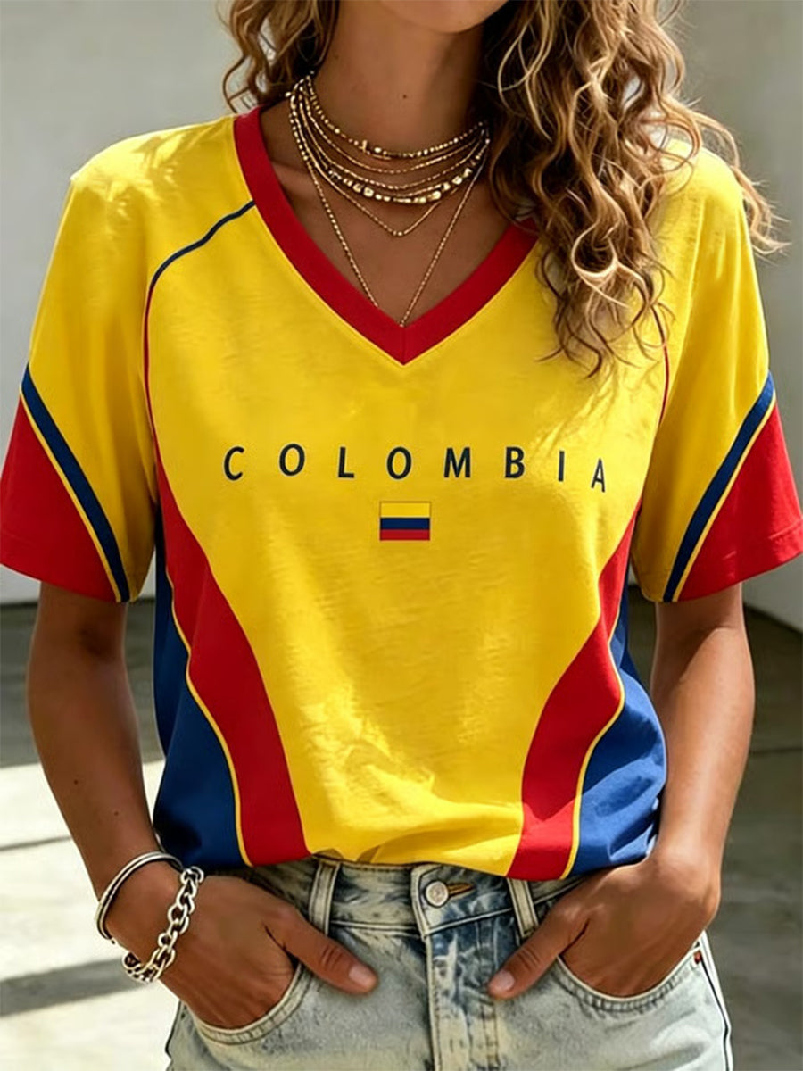 Women's 2026 Colombia Football Print Casual T-Shirt