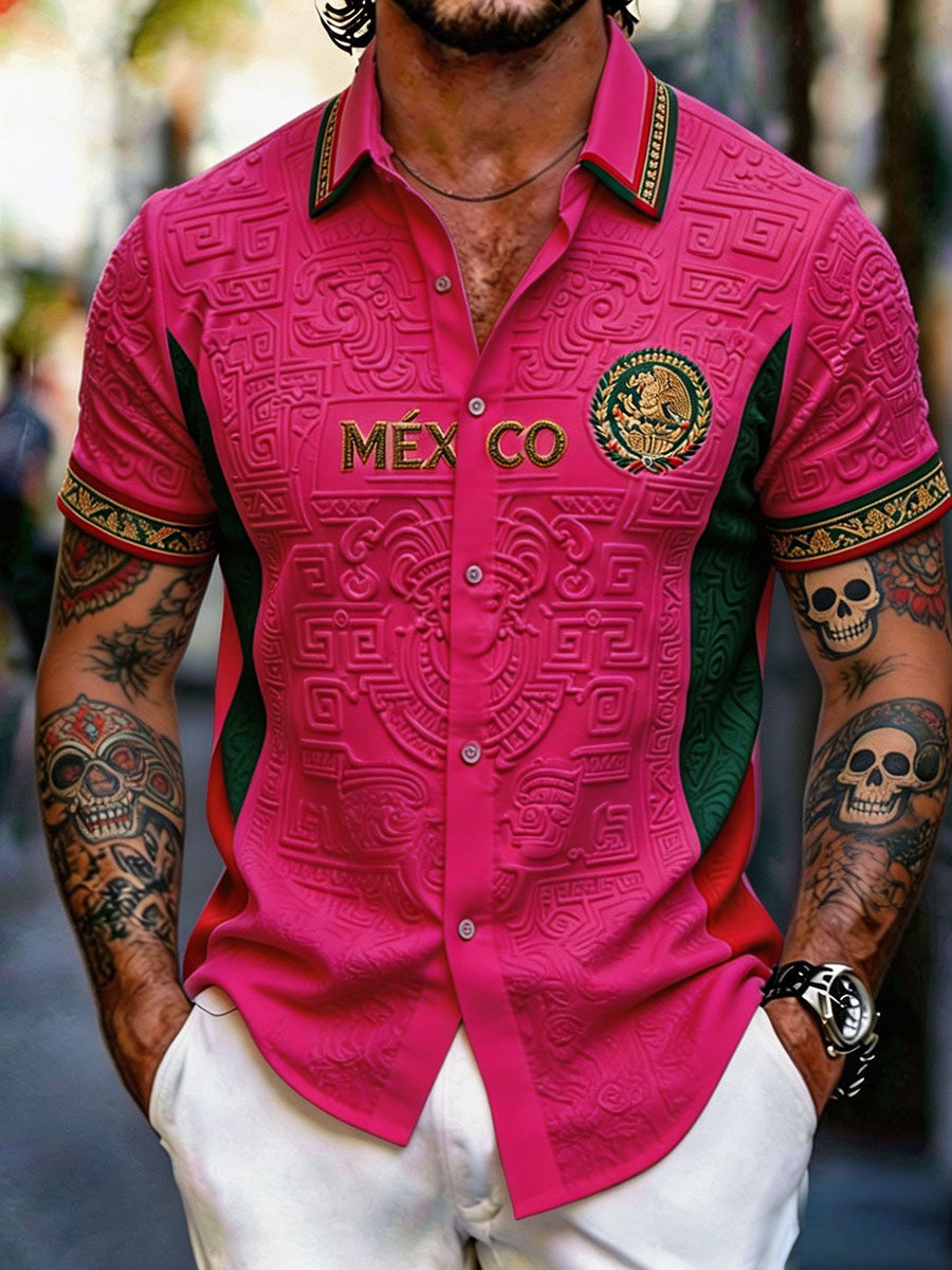 Men's Mexico Football Lover Art Printed Shirt