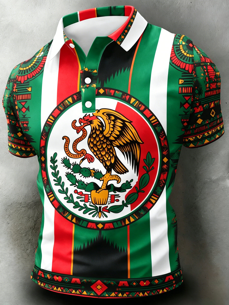 Men's Mexican Football Match Cheering Art Print Polo