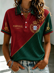 Women's Portuguese Football Print Casual Top