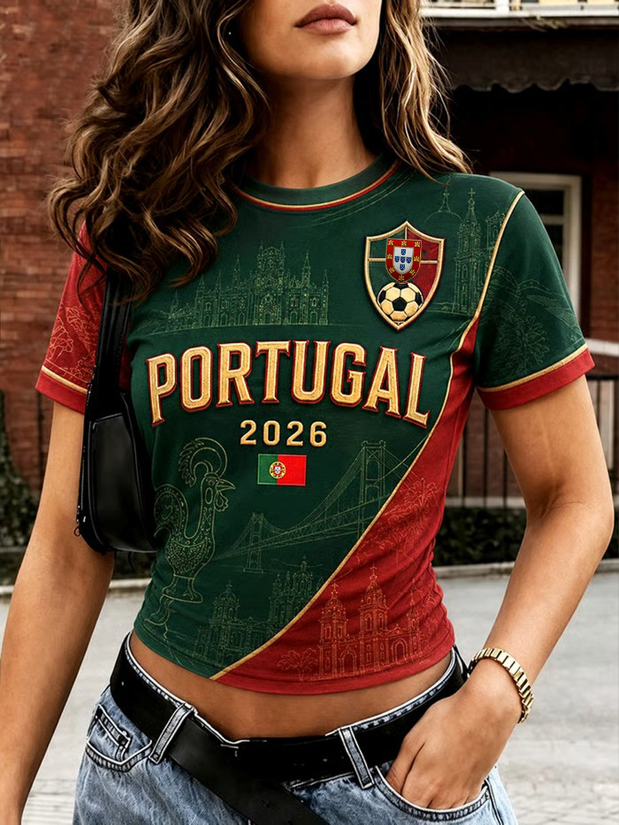 Women's Portuguese Football Printed T-shirt