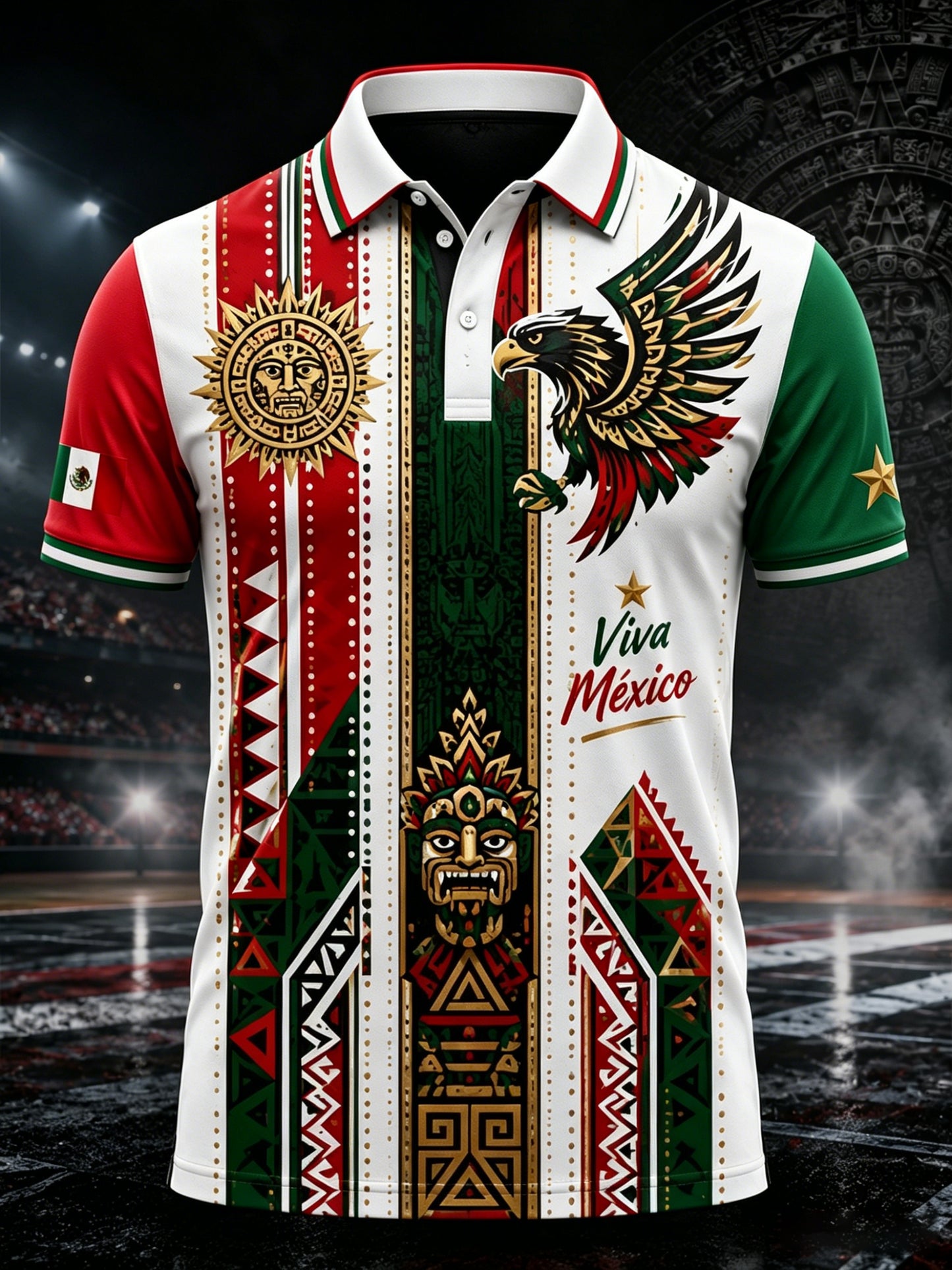 Men's Mexican Football Match Cheering Element Art Print Polo