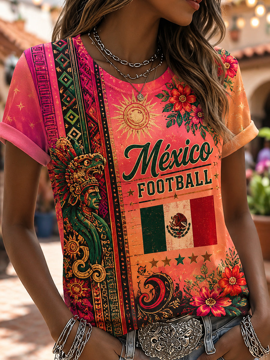 Women's Mexican Football Match Cheering Element Art Print T-Shirt