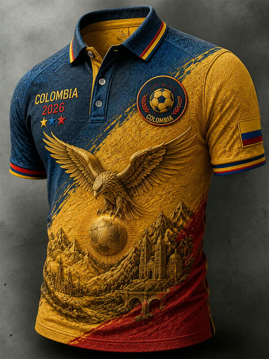 Men's 2026 Colombia Football Print Casual polo shirt