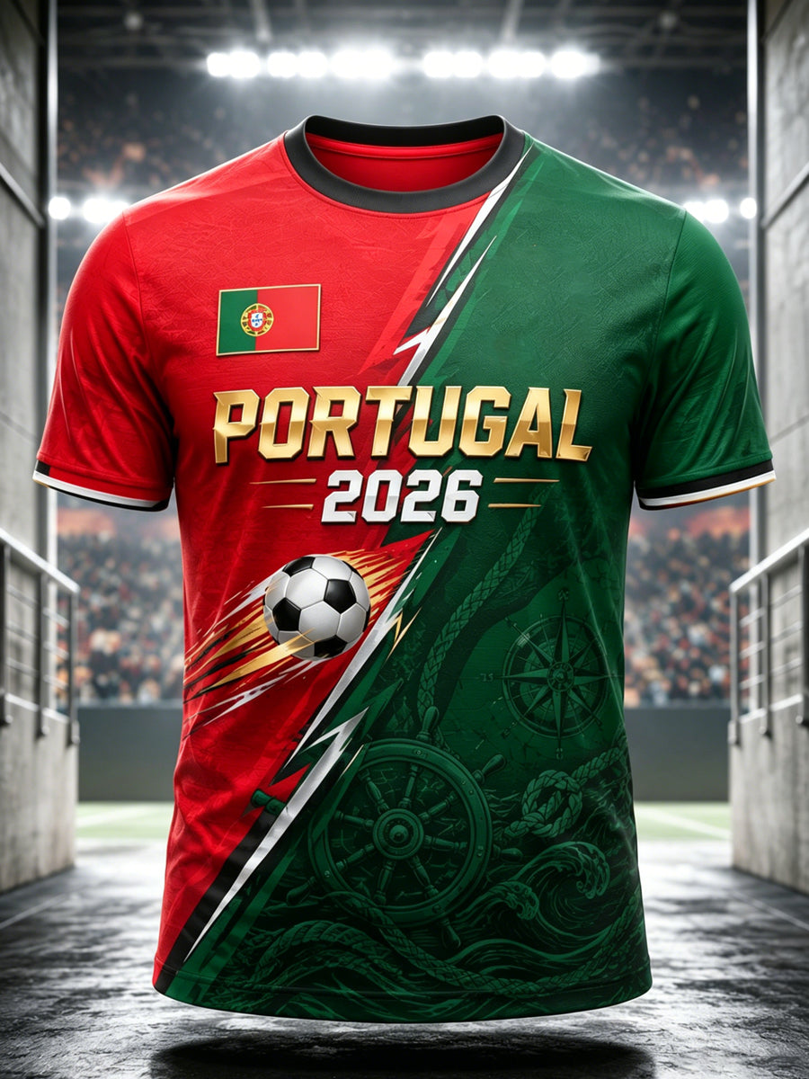 Men's Portugal Football Pizza Cheering Element Art Print T-Shirt