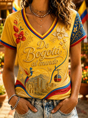 Women's Columbia Independence Day Art V-Neck T-Shirt