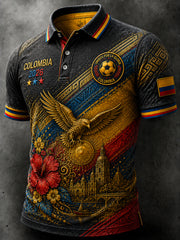 Retro Columbia Football Fan Artistic Casual Polo Shirt
