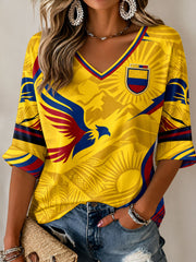 Women's Columbia Football Print Casual T-shirt