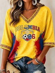 Women's Columbia Football Print Casual T-shirt