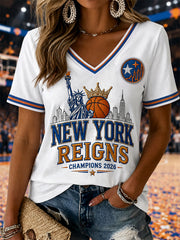 Women's Gift For Basketball Fans Print Casual V-Neck Tee